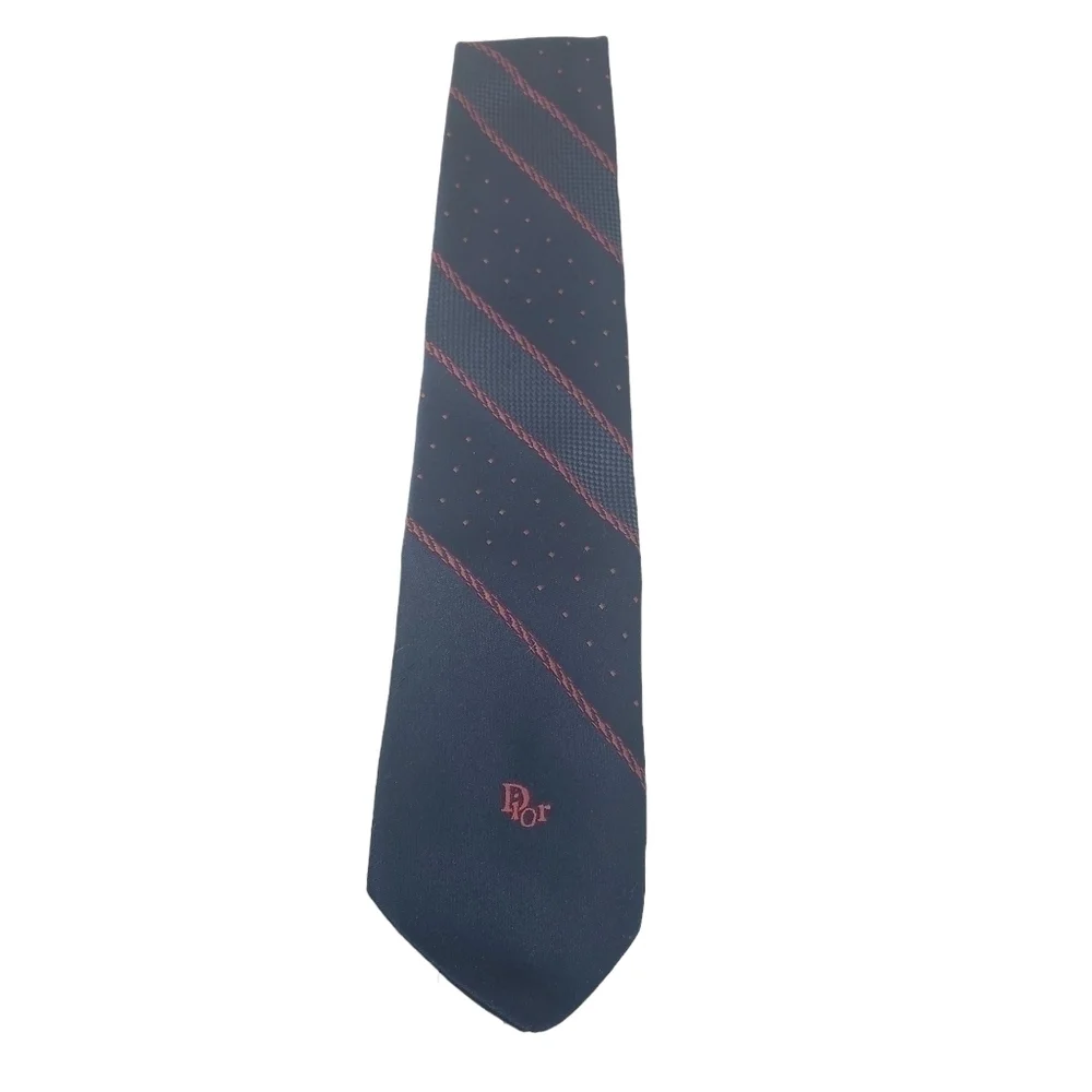 Christian Dior | Men's Navy and Red Mixed Print Tie (One Size)